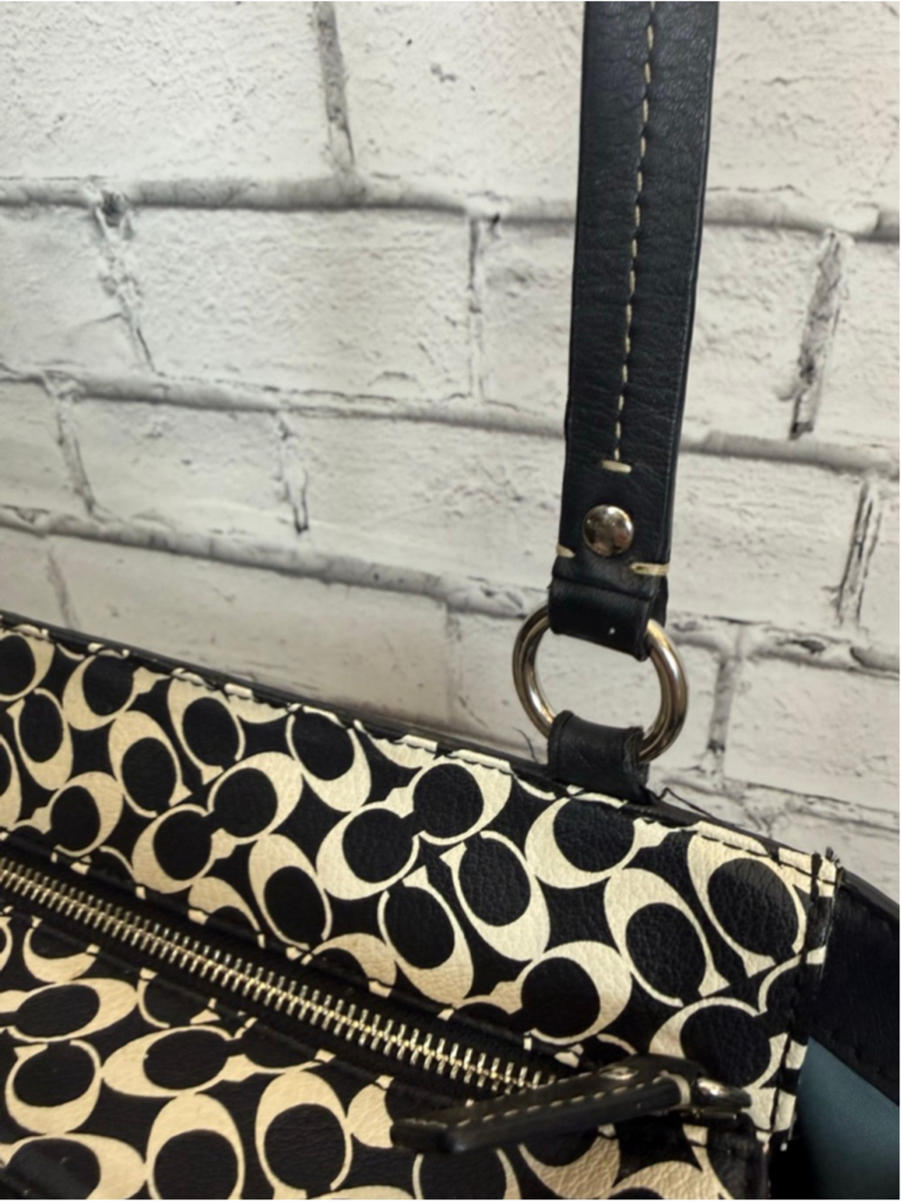 Women's Coach Chelsea Heritage Black and White Signature C Tote Bag - Picture 10 of 16